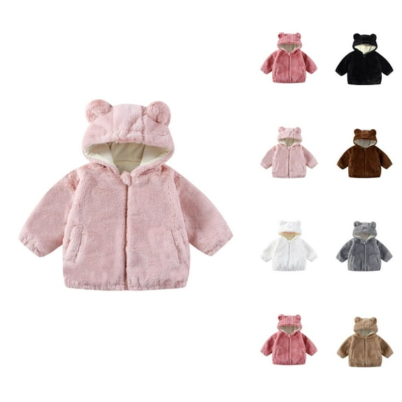 Kids Coat Jacket for Girls Girls Winter Coat Soft Hooded Jacket With Ears Zip Up Outerwear For Toddlers And Kids Warm Cozy Fall Outerwear