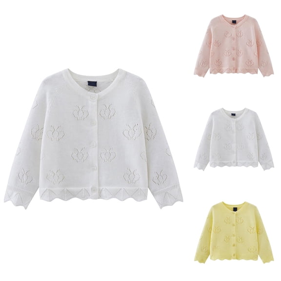 Kids Coats Girls Coat Girls' Knitted Cardigan Lightweight Pure Non Sun Air Conditioning Sweater Coat Small Girls' Sweater Cardigan Suitable For 9M 6Y Olds