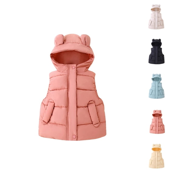 Kids Coats Girls Coats Toddler Kids Baby Boys Girls Winter Warm Lightweight Bear Ears Hooded Sleeveless Padded Vest Jacket Waist Coat