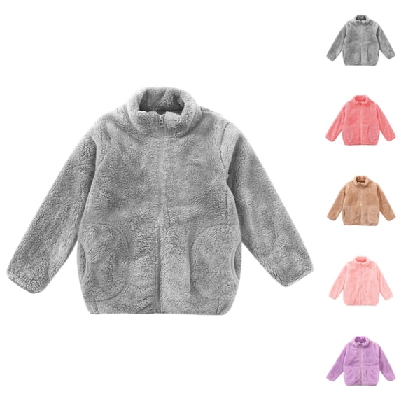 Kids Coats Girls Jackets Toddler Boys Girls Long Sleeve Winter Solid Zippered Coat Jacket Thicken Warm Outwear