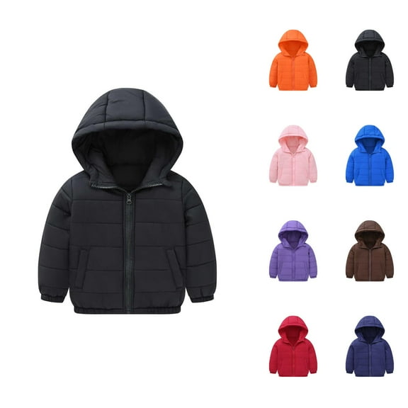 Kids Coats Girls Lightweight Jacket Toddler Boys Girls Winter Coat Hooded Jacket Wear Thicken Windproof Zipper Warm Outwear