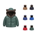 thumbnail image 1 of Kids Coats Girls' Outerwear Jackets & Coats Toddler Boys Girls Winter Coat Bear Ears Hooded Jacket Reversible Wear Thicken Windproof Zipper Warm Outwear, 1 of 4