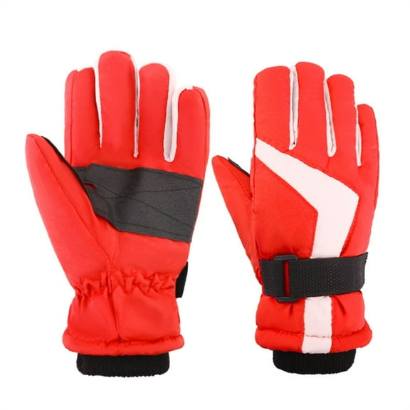 Kids Cold Weather Gloves Warm Lined Waterproof Outdoor Mitts With Anti Slip Accent Enhances Visibility Winter Sports