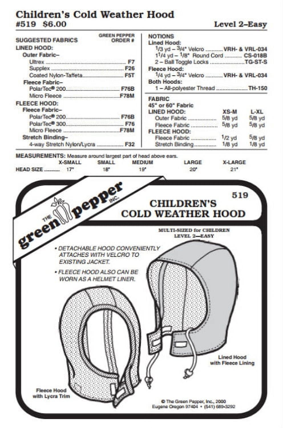 Kid’s Cold Weather Hood Pattern - 519 - The Green Pepper Patterns Kid’s Cold Weather Hood Pattern - 519 - The Green Pepper Patterns
