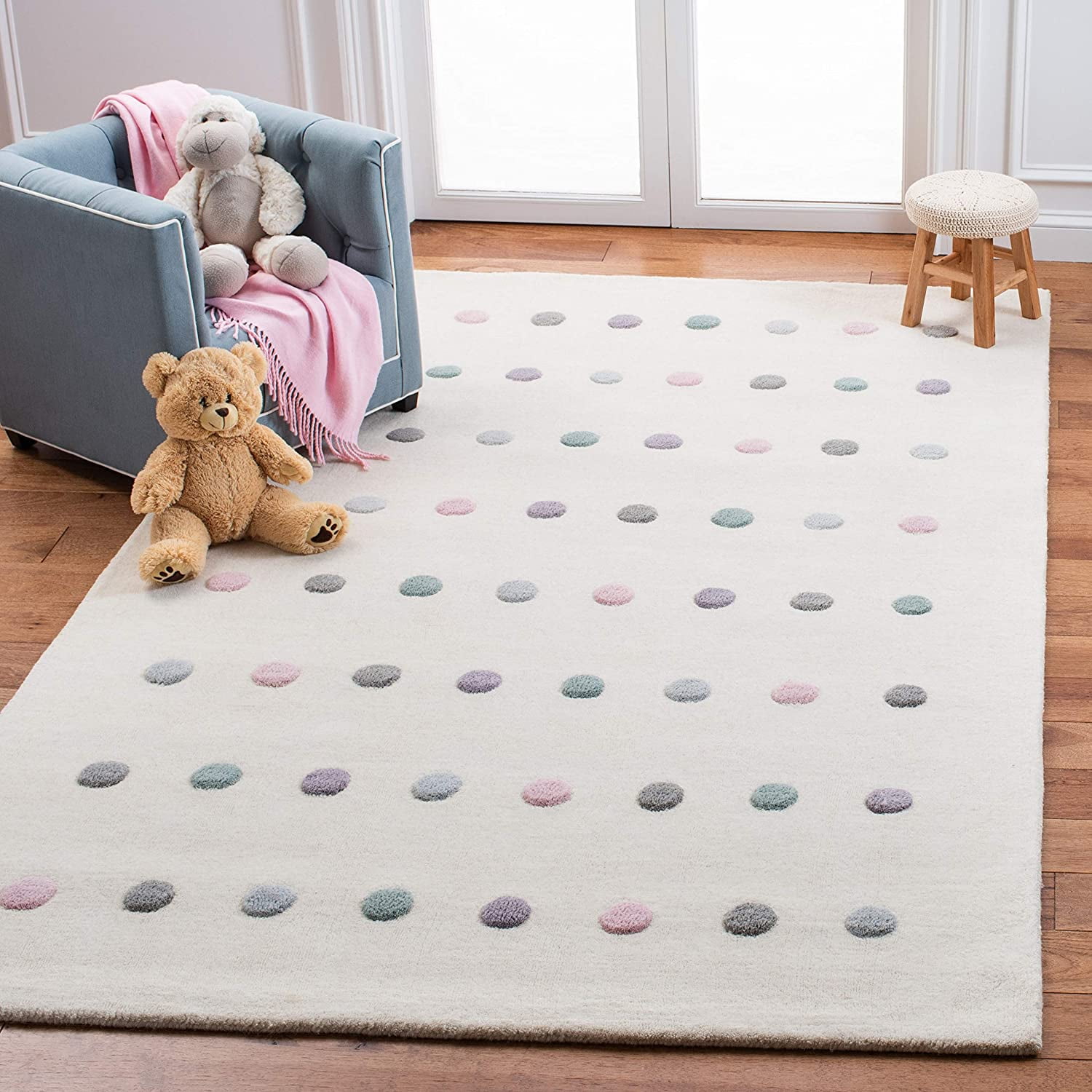 Ivory Hand-Tufted Wool Rectangular Kids Rug 4' x 6'