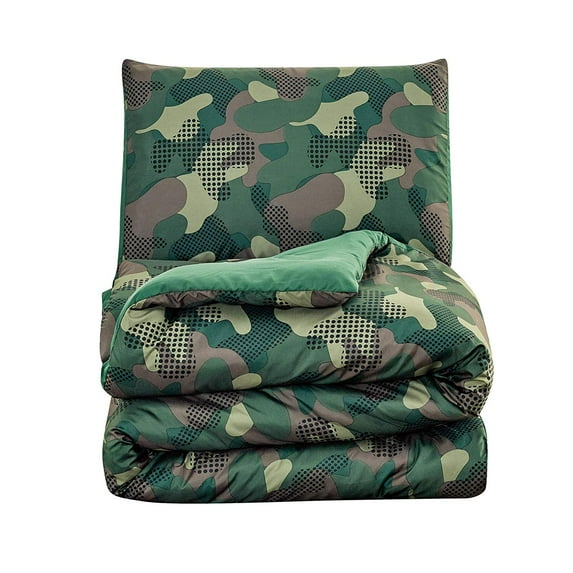 Kids Collection Bedding 5 Piece Boys Army Green Full Size Comforter Set with Sheet Pillow sham and Military Truck Toy Desert Camouflage Uniform Design (Camouflage Military, Full Comforter)