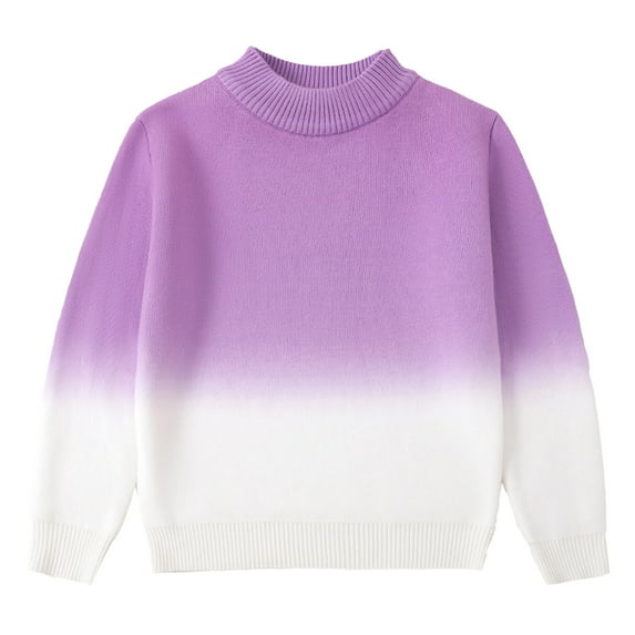 Kids Color Block Sweater Gradient Color Knit Top Cozy Fall Winter Wear Stylish Pullover For Boys And Girls Soft Yarn