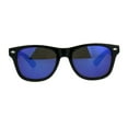 thumbnail image 1 of Kids Color Mirror Boys Black Plastic Horn Rim Hipster Sunglasses Blue, 1 of 3