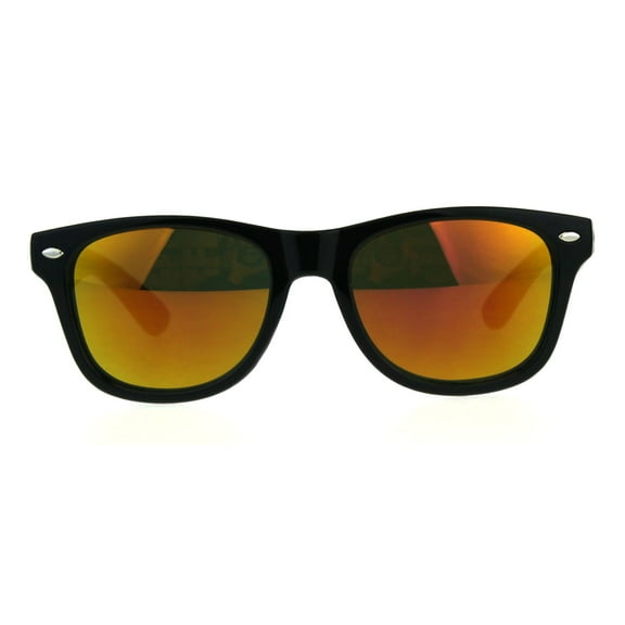 Kids Color Mirror Boys Black Plastic Horn Rim Hipster Sunglasses Orange