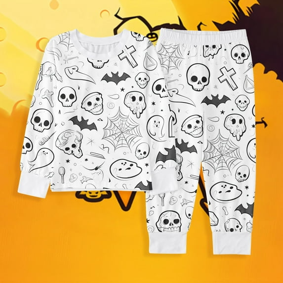 Kids Color Your Own Toddler Pajamas Cute Funny CartoOn Print CottOn Long Sleeve Top With Pajamas Pants Party Pajamas Cute Pajamas for Girls 6-7 Years