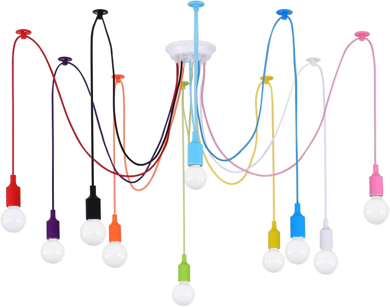 Multicolor Adjustable 10-Light Spider Pendant Ceiling Lamp