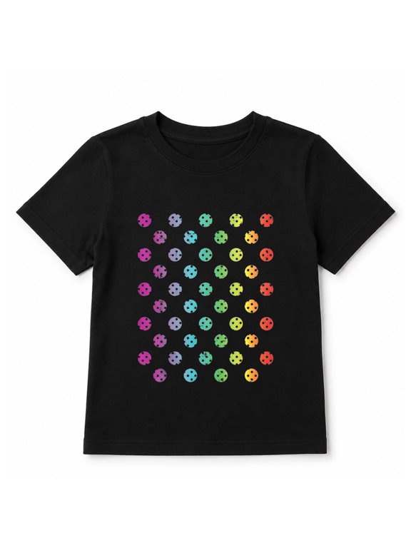 Kids' Colorful Flower Dot Pattern Graphic T-Shirt, Polka Dot Short Sleeve Shirt