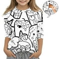 thumbnail image 1 of Kids Coloring Tops Funny Gift 3/4 Sleeve T Shirt Color-In DIY Crewneck Pullover Shirts Tunic Top Girls Cute Clothes, White, 5 Years, 1 of 5