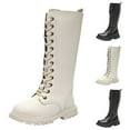 thumbnail image 1 of Kids Combat Boots Black Girls White Boots Kids Boots Girls Girl's Knee High Boots And Combat Boots Leather Non Slip Boots Sole Heels Shoes, 1 of 8