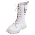 thumbnail image 1 of Kids Combat Boots Girls Lace Up Riding Boots, Mid Calf Combat Boots Waterproof Pu Leather Side Zipper Punk Goth Boot 4-11 Years, 1 of 6