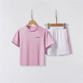 thumbnail image 1 of Kids' Comfort 4-13Y 2 Piece Sport Set, Short Sleeve Top & Elastic Shorts, Quick Dry Summer Outfit Pink 12-13 Years, 1 of 9