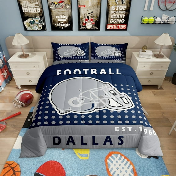 Comforter Set Football Sports Bedding Sets Football Lover Bedding Comforter Sets American Football City Down Comforter Football Team Sports Game Duvet Set Twin (Chicago)