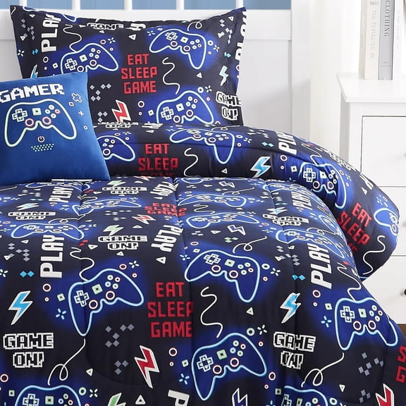 Kids Comforter Set Twin Size for Boys, Glow in The Dark Gamer Bedding Set
