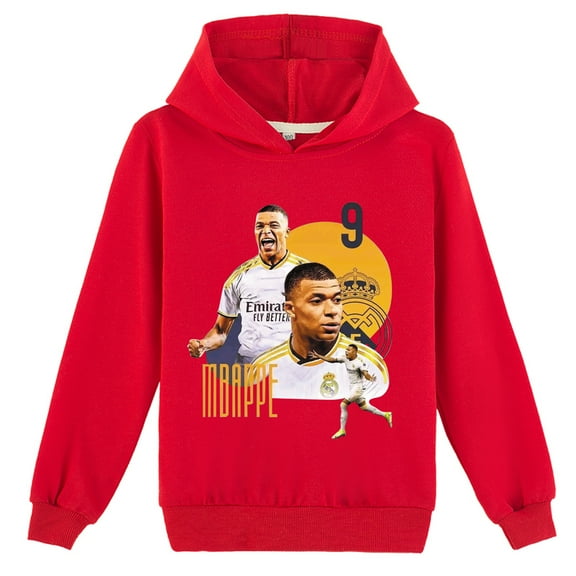 Kids Comfy Breathable Pullover Hooded Sweatshirt for Boys Mbappé Spring Fall Party Sweatshirts Hoodies Tops