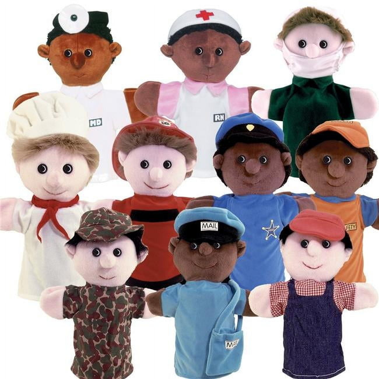 Multicolored Community Helper Puppets Set of 10