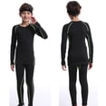 thumbnail image 1 of Kids Compression Training Suit, Boys' Thermal Base Layer Set with Fleece Lining, Slim Fit Athletic Wear for Cold Weather Sports, Soccer, Skiing and Basketball Activities Green, 1 of 5