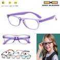 thumbnail image 1 of Kids Computer Glasses - Flexible- Unisex - Anti UV & Blue Light Blocking Protection - Children 3-12 - Includes Lanyard Rope Plus Bonus Carry Pouch and Cleaning Cloth -  Purple Frames, 1 of 5