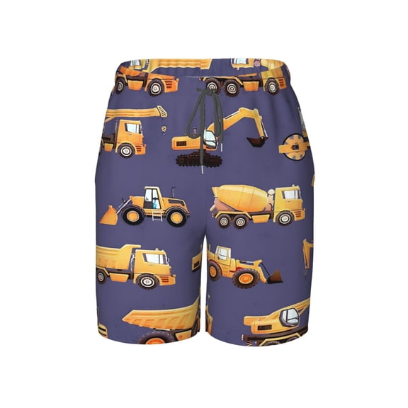Kids Constructio Beach Pants Teen Shorts with Mesh Lining and Drawstring