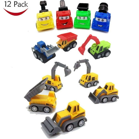 Kids Construction Car Toys for 2 3 4 Year Old, 12PCS Simulation Dream Building Team Engineering Vehicle Elements Pull Back Freewheeling Children's Toy Car Set (Engineering Vehicle*8)