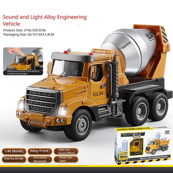 Kids Construction Toy Vehicle , Inertial Pull Back Light Sound Feature For Toddlers Preschoolers Party Favors And Educational Play