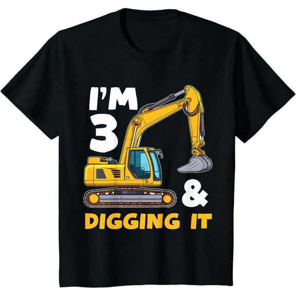 Kids Construction Truck 3rd Birthday Boy Excavator Shirts T-Shirt