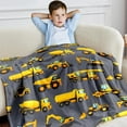 thumbnail image 1 of Kids Construction Truck Blanket for Boys Soft Fleece Kids Blanket for Couch Sofa Bedroom 3D Vehicles Excavator Cars Throw Blanket for Kids 50"x60", 1 of 6