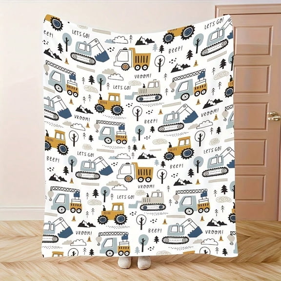 Kids Construction Truck Blanket for Toddler Boy Girls Soft Throw Blanket