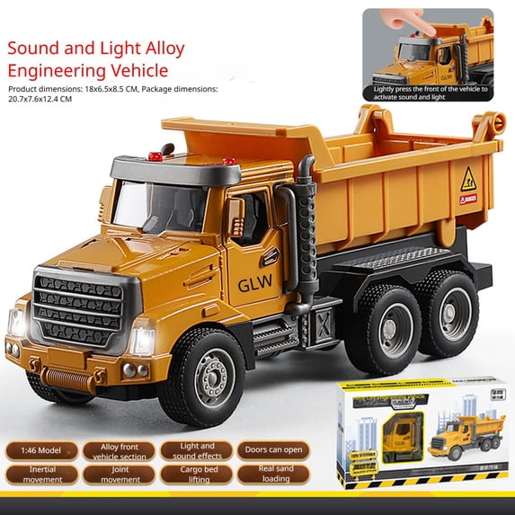 Kids Construction Vehicles For Toddlers, Inertia-Powered Light & Sound Toy Trucks, 1 Piece Realistic Engineering Playset For Outdoor Indoor Play & Imaginative