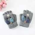 thumbnail image 1 of Kids Convertible Flip Top Gloves, Knitted Fingerless with Mitten Cover for Girls Boys Winter, 1 of 2