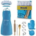 thumbnail image 1 of GLUAAE Kids Cooking Set, 11 Pcs Birthday Gifts for 3-6 Year Old Girls. Includes Apron, Chef Hat, Cooking Mitt, Utensils. Festival Toys for 3-6 Year Old Girls (Blue), 1 of 8