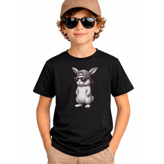 Kids Cool Easter Bunny T-Shirt, Sunglasses Rabbit Graphic Tee