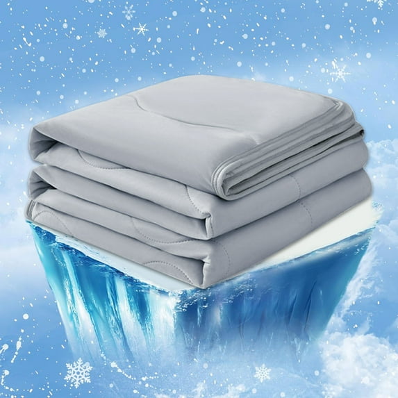 Kids Cooling Comforter 100X150Cm - Q-Max 0.4+ Ice Blanket for Hot Sleepers, Night Sweats Relief Lightweight Summer Bedding with 3D Hollow Fiber Tanuke Multi-Color Polyester