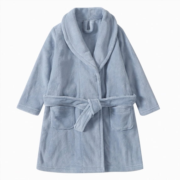 Kids Coral Fleece Bathrobe,Soft Plush Hooded Robe with Adjustable Belt,Cute Cartoon Print,for Boys Girls Toddlers 2-12 Years,Warm Loungewear Shower Robe Kids Pajamas Gibobby,Blue,Size 5-6T