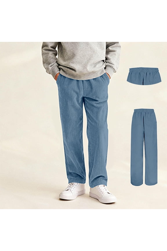 Kids Corduroy Pants Boy Elastic Slacks School Uniform Pants Size 5-6 Years Boys Pants