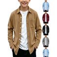 thumbnail image 1 of Kids Corduroy Shirt Jacket Boys and Girls Collared Button Front Long Sleeve Casual Coat for School and Fall Layering Ages 5-15, 1 of 8
