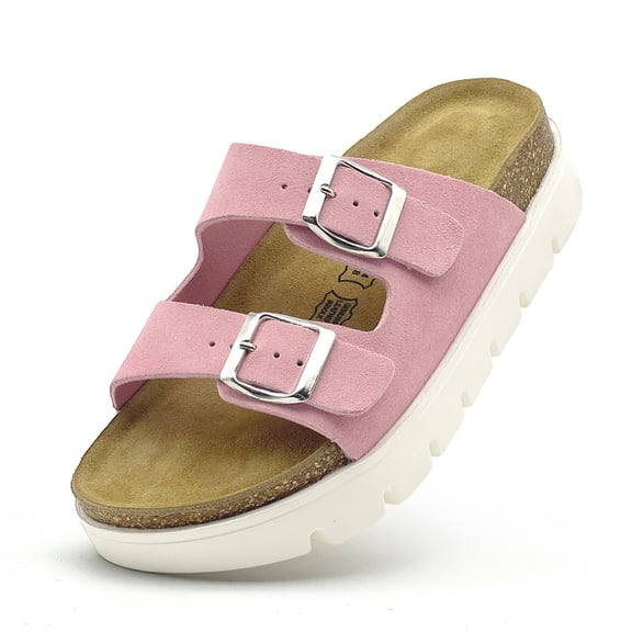 Kids Cork Footbed Sandals Girls Boys Slip-On Adjustable Buckle Slippers Open Toe Thick Sole Casual Shoes Indoor Outdoor