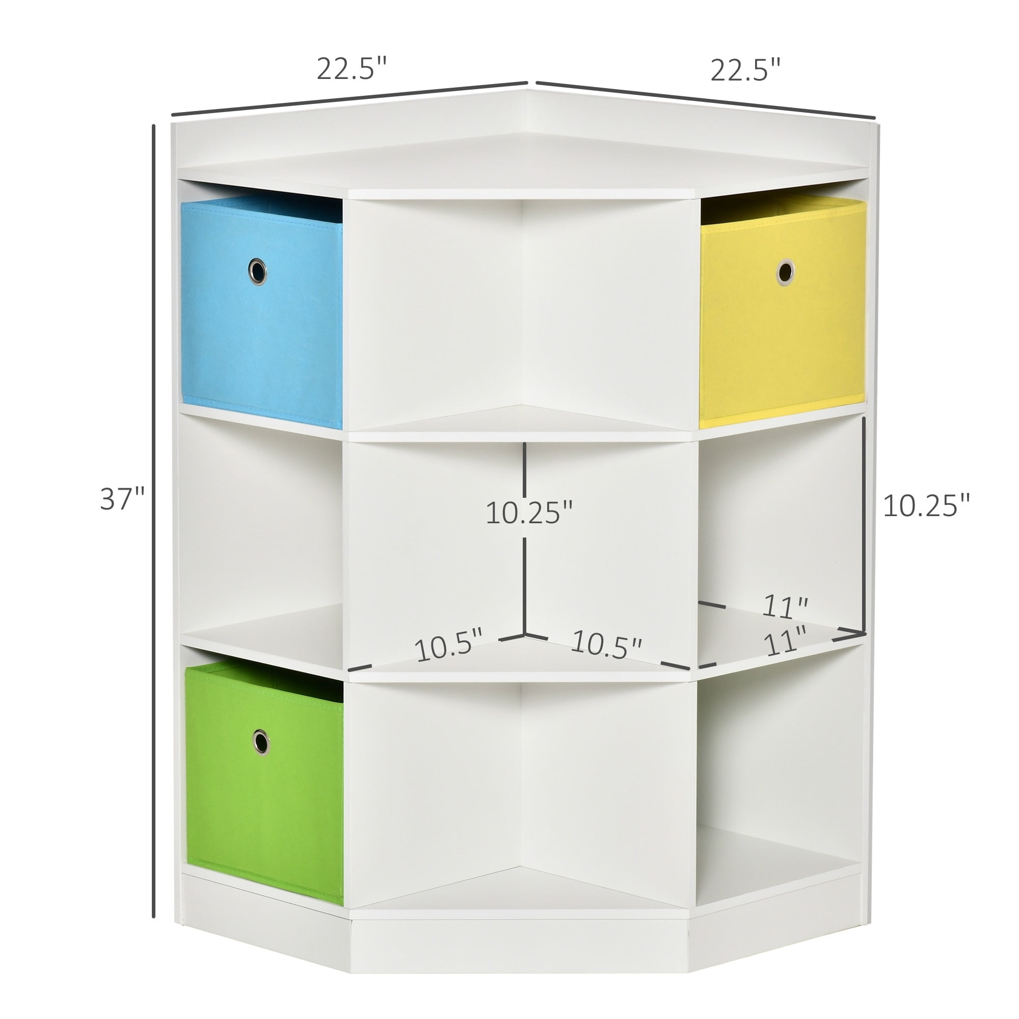 White Corner Kids Storage Cabinet with Nine Cubes