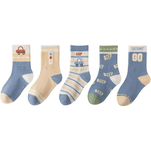 Kids Cotton Crew Socks - 5 Pairs of Cute and Cozy Ankle Socks for Boys – Warm and Breathable - Fits 1-12 Years Old