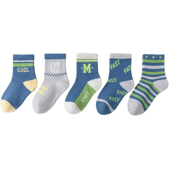 Kids Cotton Crew Socks - 5 Pairs of Cute and Cozy Ankle Socks for Boys – Warm and Breathable - Fits 1-12 Years Old