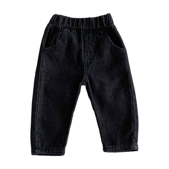 Kids Cotton Denim Pant Boys Girls Fashion Jeans Elastic Waist Jeans with Pockets Summer Pull On Jeans
