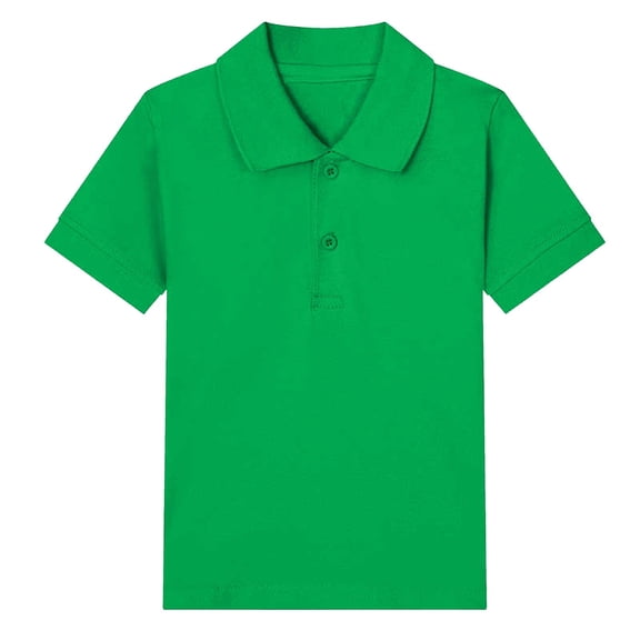 Kids Cotton Golf Polos Short Sleeve Summer Collared Shirts Girls Buttons Athletic Boys School Tennis Tshirts Green, 12T
