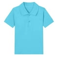 thumbnail image 1 of Kids Cotton Golf Polos Short Sleeve Summer Collared Shirts Girls Buttons Athletic Boys School Tennis Tshirts Light Blue, 2T, 1 of 3