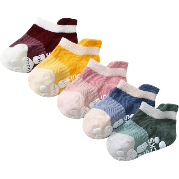 Kids Cotton Grip Socks - Anti-Skid Indoor for Toddlers Children | Non-Slip Breathable Comfortable and All-Season