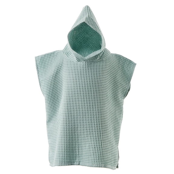 Kids Cotton Hooded Bath Towel Poncho, Soft Absorbent Waffle Weave Durable Material Beach Cover Up, Quick Drying Swim Robe with Hat for Pool Swim Camp Bath Time, Ocean Green 21