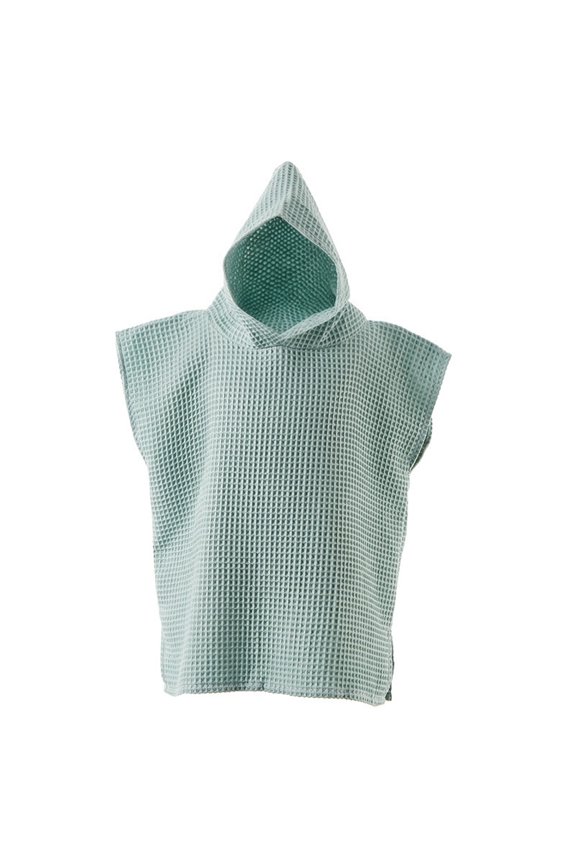 Kids Cotton Hooded Bath Towel Poncho, Soft Absorbent Waffle Weave Durable Material Beach Cover Up, Quick Drying Swim Robe with Hat for Pool Swim Camp Bath Time, Ocean Green 21
